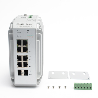 RUIJIE - Switch Industrial PoE, Ideal para temperaturas Extremas y protección contra descargas, 8 puertos Gigabit PoE 802.3af/at + 2 SFP para fibra 1Gb, gestión gratuita desde la nube, 125w