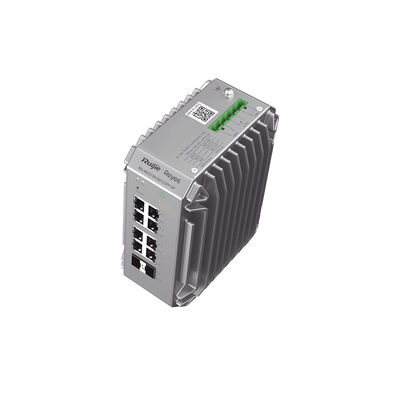 RUIJIE - Switch Industrial PoE, Ideal para temperaturas Extremas y protección contra descargas, 8 puertos Gigabit PoE 802.3af/at + 2 SFP para fibra 1Gb, gestión gratuita desde la nube, 125w