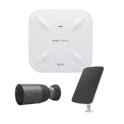 EZVIZ - Kit de Cámaras Wi-Fi  con Access Point/ Incluye 1 Cámara de Batería  CS-BC1C / 1 Pane solar Mod. CS-CMT-SOLARPANEL-E / 1 Access Point RG-RAP6260(G)