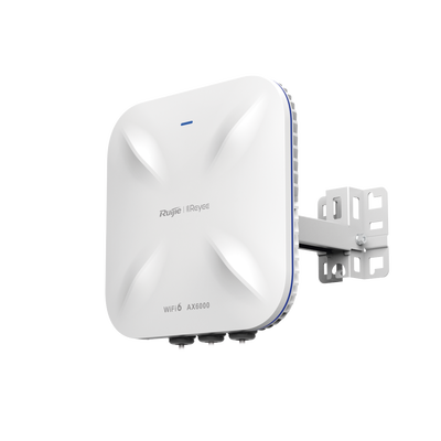 RUIJIE - Punto de Acceso Mesh Wi-Fi 6 Industrial para Exterior Omnidireccional 5.95Gbps, MU-MIMO 4x4, 360°, Filtros Anti Interferencia y Auto Optimización con IA, puerto eth 2.5G y SFP