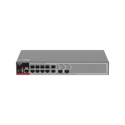 RUIJIE - Switch PoE+ Empresarial 125 Watts, Administrable L2+, 8 Puertos PoE Gigabit , 2 Puertos Uplink Gigabit y 2 Puertos Uplink SFP 2.5G