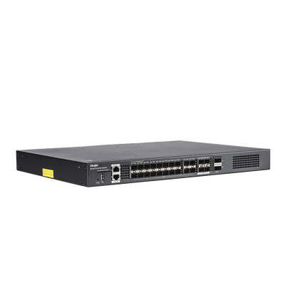 RUIJIE - Switch distribución de fibra hasta 23 Tbps de Capacidad, 20 puertos SFP+ 10G, 4 Puertos SFP28 25G y 2 puertos QSFP+ 40G