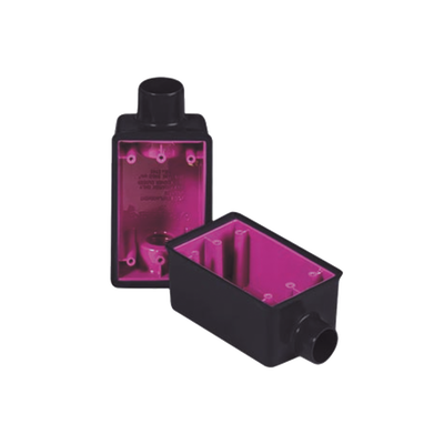 RAWELT - Caja Rectangular de 3/4 / 1 Entrada / Con Recubrimiento Exterior de PVC e Interior Purpura