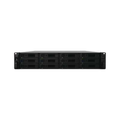 SYNOLOGY - Servidor NAS para rack de 12 bahías / Expandible a 24 bahías / Hasta 288 TB / Doble fuente de poder