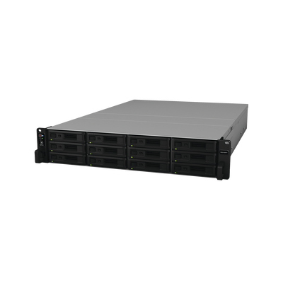 SYNOLOGY - Servidor NAS para rack de 12 bahías / Expandible a 24 bahías / Hasta 288 TB / Doble fuente de poder