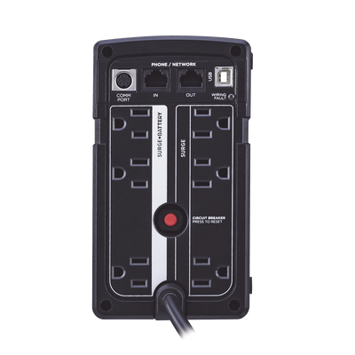 CYBERPOWER - UPS de 650 VA/400 W, Topología Standby, Compacto, Entrada 120 Vca NEMA 5-15P, Con 3 Tomas Respaldo/Protección y 3 Tomas Solo Protección NEMA 5-15R
