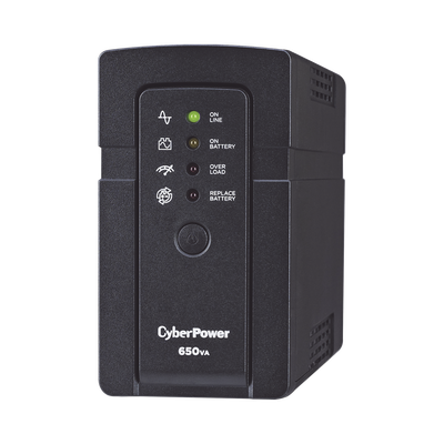 CYBERPOWER - UPS de 650 VA/400 W, Topología Standby, Compacto, Entrada 120 Vca NEMA 5-15P, Con 3 Tomas Respaldo/Protección y 3 Tomas Solo Protección NEMA 5-15R