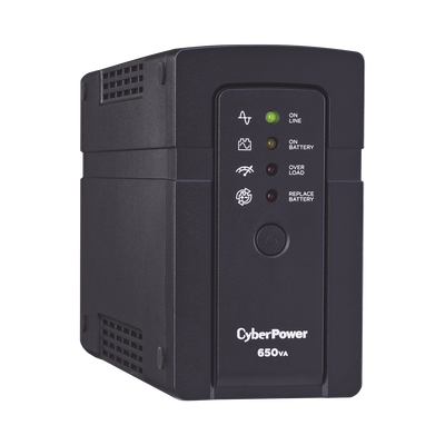 CYBERPOWER - UPS de 650 VA/400 W, Topología Standby, Compacto, Entrada 120 Vca NEMA 5-15P, Con 3 Tomas Respaldo/Protección y 3 Tomas Solo Protección NEMA 5-15R