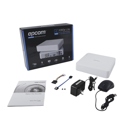 EPCOM - (AUDIO POR COAXITRON) DVR 2 Megapixel (1080p) Lite Pentahibrido / 4 Canales TURBOHD + 1 Canal IP / 1 Bahía de Disco Duro / 4 Canales de Audio por Coaxitron / H.264+ / Salida Full HD