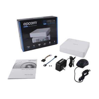 EPCOM - DVR 1080p Lite Pentahibrido / 4 Canales TURBOHD + 1 Canal IP / 1 Bahía de Disco Duro / H.264+ / 1 Canal de Audio / Salida Full HD