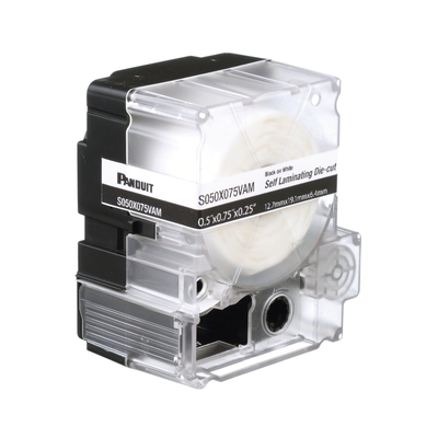 PANDUIT - Casete de 425 Etiquetas Autolaminadas de 12.7 x 19.1 mm (0.5 x 0.75 pulgadas), para Cables de 2 a 4 mm (0.08 a 0.16 pulgadas) de Diámetro, Área de Impresión Color Blanco