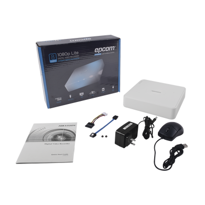 EPCOM - DVR 8 Canales 2 Megapixel (1080p) Lite / 8 Canales TURBOHD + 2 Canales IP / 1 Bahía de Disco Duro / H.264+ / 1 Canal de Audio / Salida de vídeo Full HD