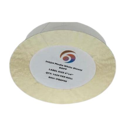 SIX GRAPHICS - Papel Six Graphics Bopp Blanco Brillante Adhesivo Acrilico Respaldo 4 x 4" Core 3 1420 Etiquetas
