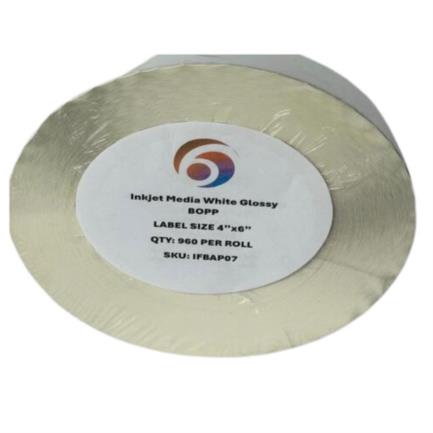 SIX GRAPHICS - Papel Six Graphics Bopp Blanco Brillante Adhesivo Acrilico Respaldo 4 x 6" Core 3 960 Etiquetas
