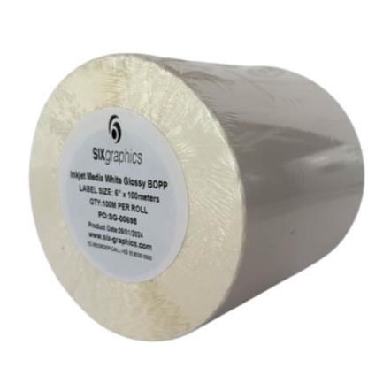 SIX GRAPHICS - Papel Six Graphics Bopp Blanco Brillante Adhesivo Acrilico Respaldo Papel 6 x 100 Metros