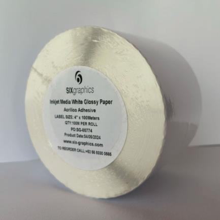 SIX GRAPHICS - Papel Six Graphics Blanco Brillante Adhesivo Acrilico Respaldo 4x100Metros Largo Core 3