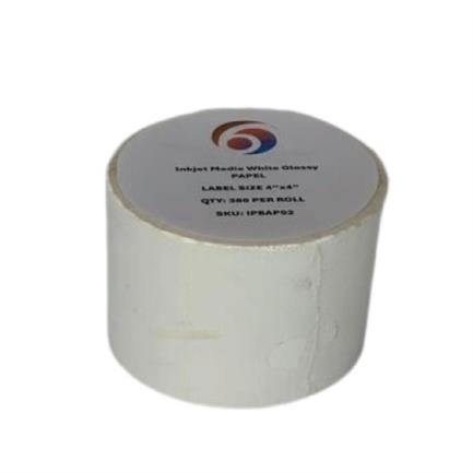 SIX GRAPHICS - Papel Six Graphics Blanco Brillante Adhesivo Acrilico Respaldo 4x4" Core 1 380 Etiquetas por Rollo