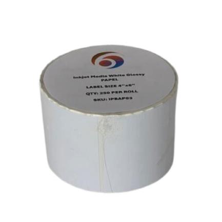 SIX GRAPHICS - Papel Six Graphics Blanco Brillante Adhesivo Acrilico Respaldo 4x6" Core 1 250 Etiquetas por Rollo