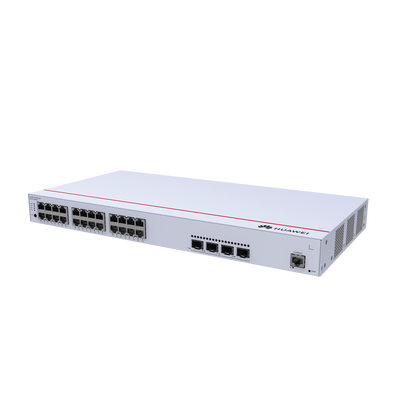 HUAWEI - Switch de Distribución/Core Gigabit Administrable PoE Capa 3 / 24 puertos 10/100/1000 Mbps (PoE) / 4 Puertos 1GE SFP Uplink / ERPS / Rutas Estáticas / iStack / PoE Perpetuo / 400W / Administración Nube Gratis