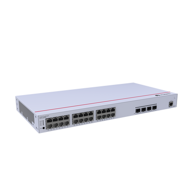 HUAWEI - Switch de Distribución/Core Gigabit Administrable PoE Capa 3 / 24 puertos 10/100/1000 Mbps (PoE) / 4 Puertos 1GE SFP Uplink / ERPS / Rutas Estáticas / iStack / PoE Perpetuo / 400W / Administración Nube Gratis