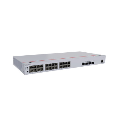 HUAWEI - Switch de Distribución/Core Gigabit Administrable PoE Capa 3 / 24 puertos 10/100/1000 Mbps (PoE) / 4 Puertos 10GE SFP+ Uplink / ERPS / Rutas Estáticas / iStack / PoE Perpetuo / 400W / Administración Nube Gratis