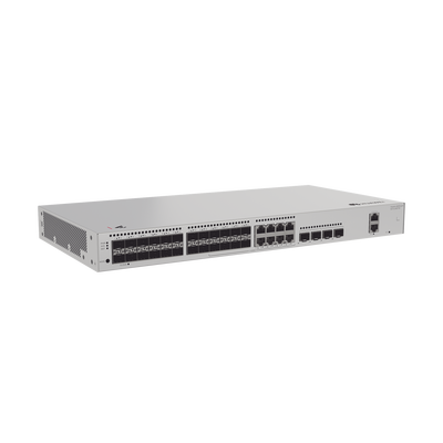 HUAWEI - Switch de Distribución/Core Gigabit Administrable  Capa 3 / 24 puertos 1GE SFP ( Combo con 8 Puertos 10/100/1000 Mbps) / 4 Puertos 10GE SFP+ Uplink / ERPS / Rutas Estáticas / iStack / Administración Nube Gratis