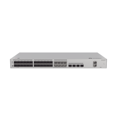 HUAWEI - Switch de Distribución/Core Gigabit Administrable  Capa 3 / 24 puertos 1GE SFP ( Combo con 8 Puertos 10/100/1000 Mbps) / 4 Puertos 10GE SFP+ Uplink / ERPS / Rutas Estáticas / iStack / Administración Nube Gratis