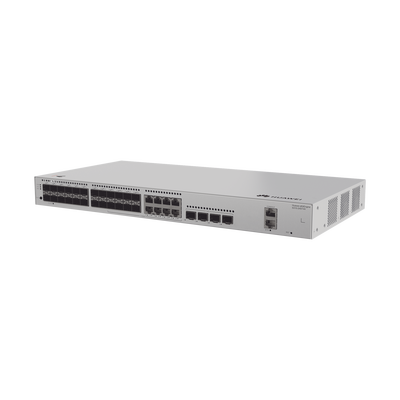 HUAWEI - Switch de Distribución/Core Gigabit Administrable  Capa 3 / 24 puertos 1GE SFP ( Combo con 8 Puertos 10/100/1000 Mbps) / 4 Puertos 10GE SFP+ Uplink / ERPS / Rutas Estáticas / iStack / Administración Nube Gratis