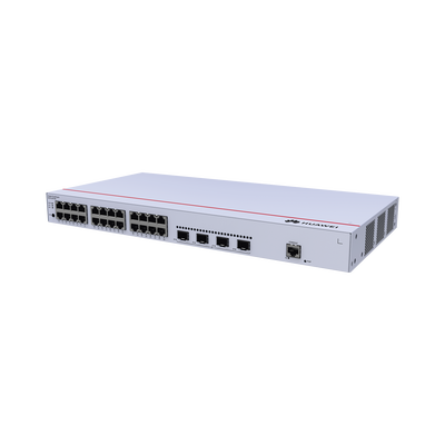 HUAWEI - Switch de Distribución/Core Gigabit Administrable  Capa 3 / 24 puertos 10/100/1000 Mbps  / 4 Puertos 1GE SFP Uplink / ERPS / Rutas Estáticas / iStack / Administración Nube Gratis