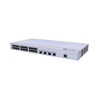 HUAWEI - Switch de Distribución/Core Gigabit Administrable  Capa 3 / 24 puertos 10/100/1000 Mbps  / 4 Puertos 1GE SFP Uplink / ERPS / Rutas Estáticas / iStack / Administración Nube Gratis