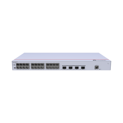 HUAWEI - Switch de Distribución/Core Gigabit Administrable  Capa 3 / 24 puertos 10/100/1000 Mbps  / 4 Puertos 1GE SFP Uplink / ERPS / Rutas Estáticas / iStack / Administración Nube Gratis