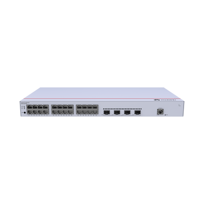 HUAWEI - Switch de Distribución/Core Gigabit Administrable  Capa 3 / 24 puertos 10/100/1000 Mbps  / 4 Puertos 1GE SFP Uplink / ERPS / Rutas Estáticas / iStack / Administración Nube Gratis