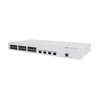 HUAWEI - Switch de Distribución/Core Gigabit Administrable  Capa 3 / 24 puertos 10/100/1000 Mbps  / 4 Puertos 10GE SFP+ Uplink / ERPS / Rutas Estáticas / iStack / Administración Nube Gratis
