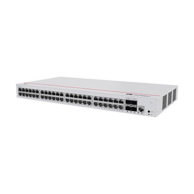 HUAWEI - Switch de Distribución/Core Gigabit Administrable PoE Capa 3 / 48 puertos 10/100/1000 Mbps (PoE) / 4 Puertos 1GE SFP Uplink / ERPS / Rutas Estáticas / iStack / PoE Perpetuo / 380W / Administración Nube Gratis