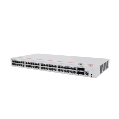 HUAWEI - Switch de Distribución/Core Gigabit Administrable PoE Capa 3 / 48 puertos 10/100/1000 Mbps (PoE) / 4 Puertos 10GE SFP+ Uplink / ERPS / Rutas Estáticas / iStack / PoE Perpetuo / 380W / Administración Nube Gratis