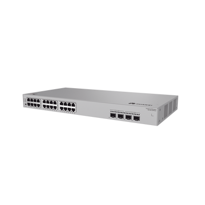 HUAWEI - Switch de Acceso eKit Administrable / Capa 2+ / 24 Puertos PoE+ Gigabit + 2 Puertos SFP(2.5 Gbps) + 2 Puertos SFP+(10 Gbps) / PoE Perpetuo / Presupuesto PoE 400 W / Sin licenciamiento