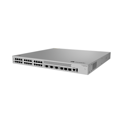 HUAWEI - Switch Empresarial Core Gigabit Administrable  Capa 3 / 24 Puertos 10/100/1000 Mbps / 4 Puertos 10GE SFP+ Uplink / 2 Puertos 10GE SFP+ (Stack) / ERPS / Ruteo Dinamico (RIP, OSPF, IS-IS y BGP)  / iStack / Administración Nube Gratis