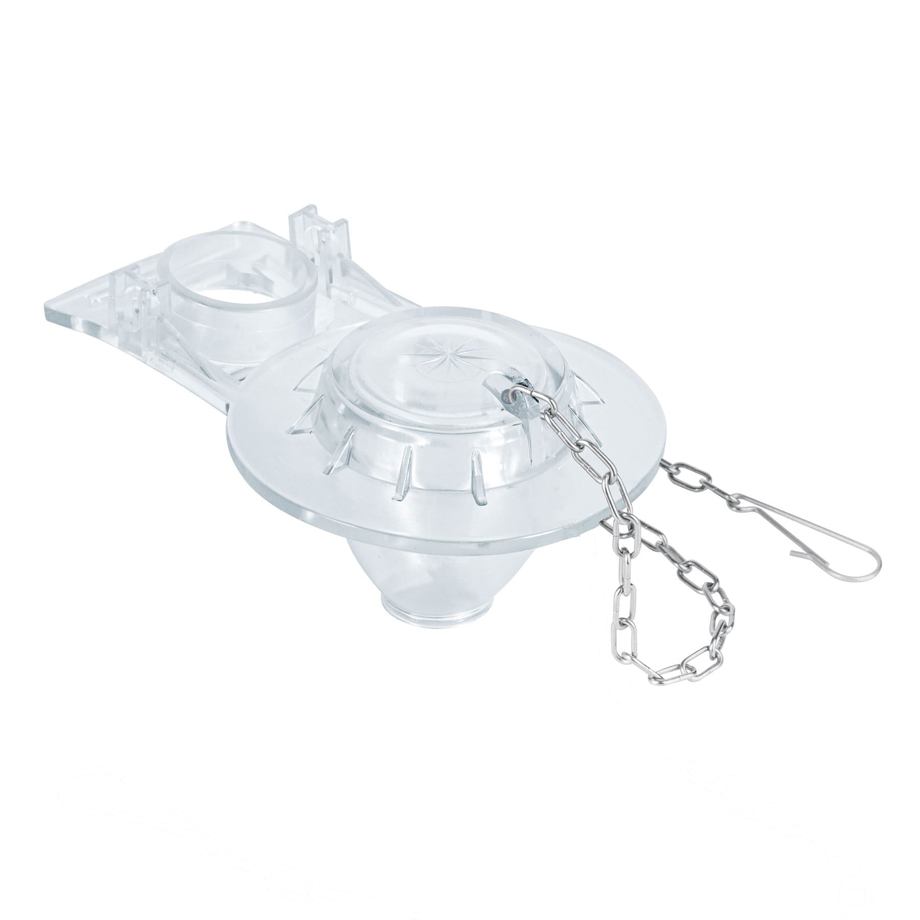 Sapo 2' para WC, PVC, trasparente, cadena inox, Foset