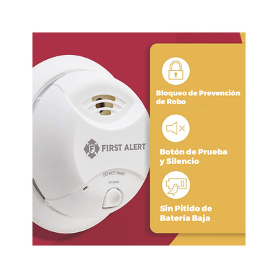 FIRST ALERT - Detector de Humo Autónomo, No Requiere Panel, Batería Sellada de Litio por 10 años, Sensor por Ionización, Sin cableado