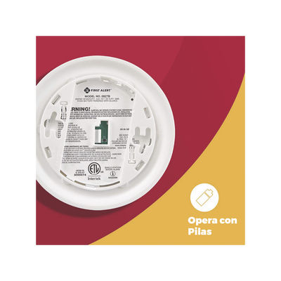 FIRST ALERT - Detector de Humo Autónomo, No Requiere Panel, Batería Sellada de Litio por 10 años, Sensor por Ionización, Sin cableado
