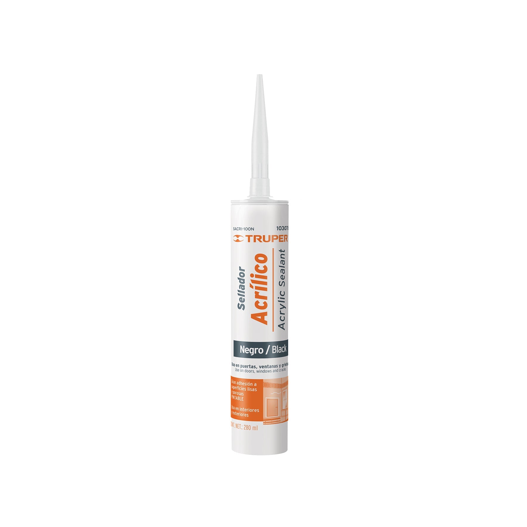 Sellador acrilico de 280 ml, negro, Truper