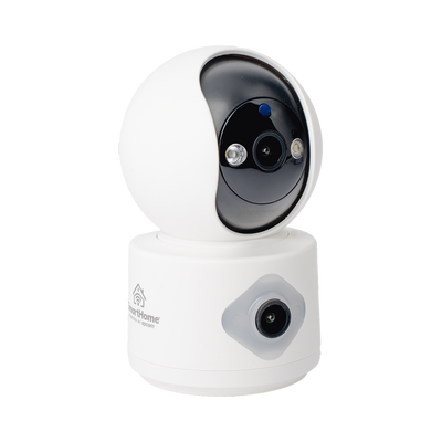 SMARTHOME BY EPCOM - Camara doble lente 3mp| Wifi| autoseguimiento| Detección de movimiento| audio de 2 vias| almacenamiento hasta 128GB