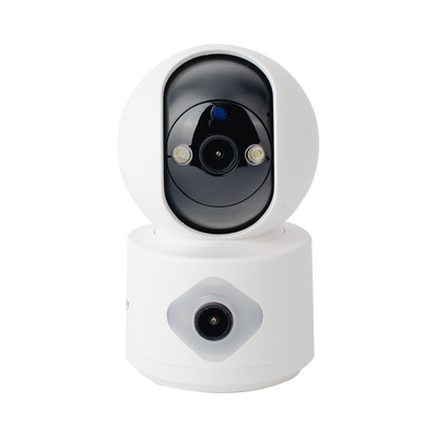 SMARTHOME BY EPCOM - Camara doble lente 3mp| Wifi| autoseguimiento| Detección de movimiento| audio de 2 vias| almacenamiento hasta 128GB