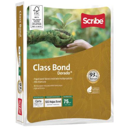 SCRIBE - Papel Cortado Scribe Class Bond Dorado Carta 93% de Blancura 75gr Caja C/5000 Hojas