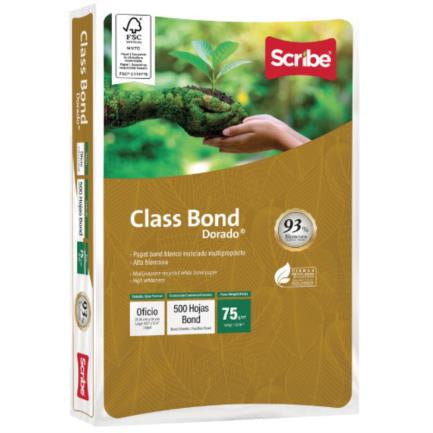 SCRIBE - Papel Cortado Scribe Class Bond Dorado Oficio 93% de Blancura 75gr Caja C/5000 Hojas