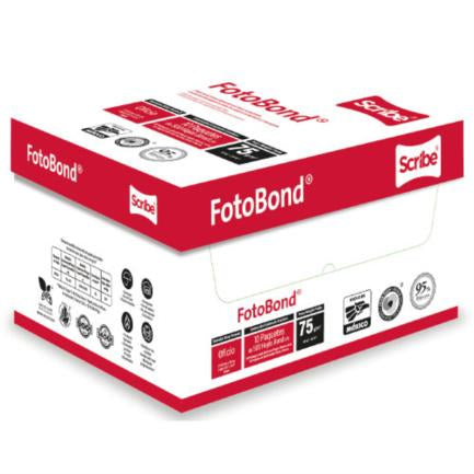 SCRIBE - Papel Cortado Scribe Fotobond Carta 95% de Blancura 75gr Caja C/5000 Hojas