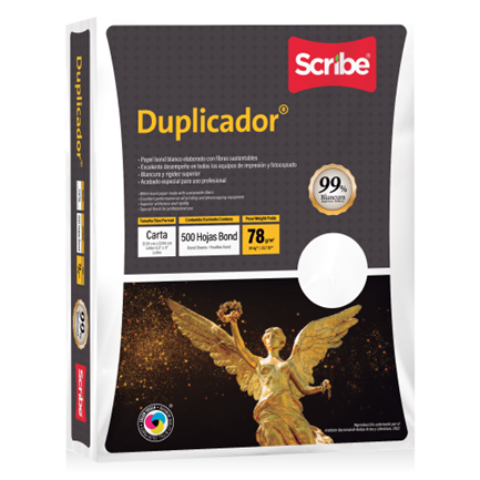 SCRIBE - Papel Cortado Scribe Duplicador Carta 99% de Blancura 78gr Caja C/5000 Hojas