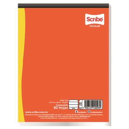 SCRIBE - Block Pegado Scribe Profesional C5 Cuadro Chico 80 Hojas