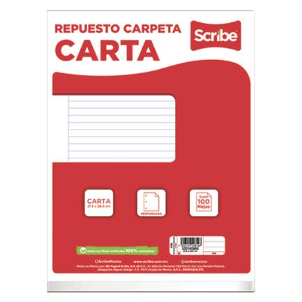 SCRIBE - Paquete de Hojas Scribe Carta 100 Hojas
