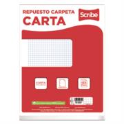 SCRIBE - Paquete de Hojas Scribe Carta Cuadro Chico C/5 100 Hojas